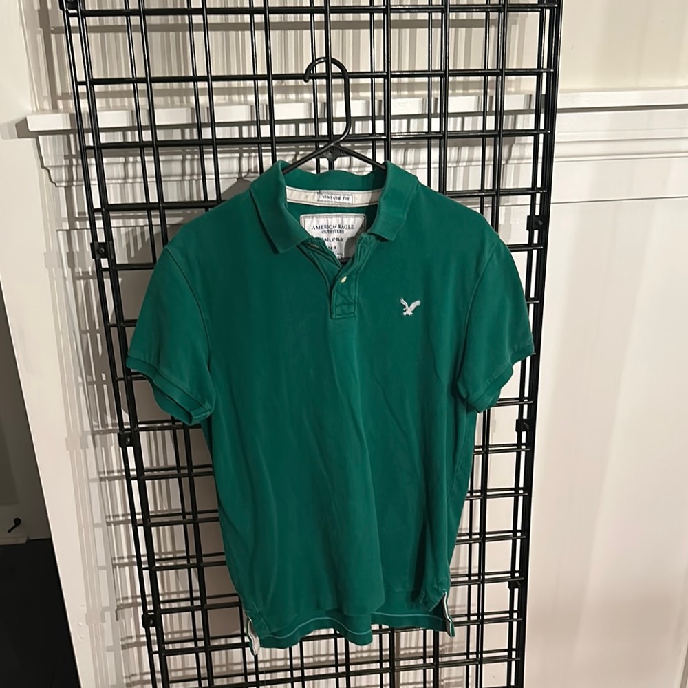 Dark Green American Eagle Outfitters Men's Polo Shirt